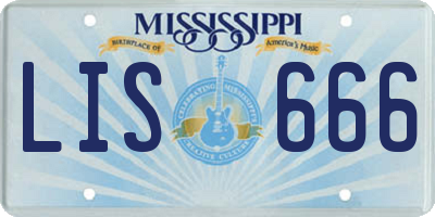 MS license plate LIS666