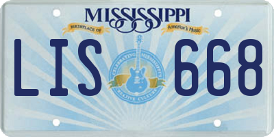 MS license plate LIS668