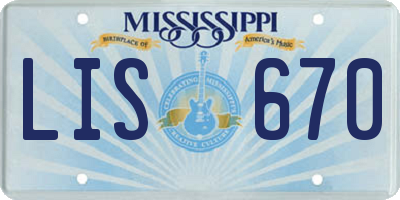 MS license plate LIS670