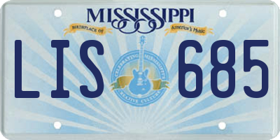 MS license plate LIS685