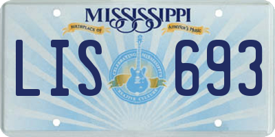 MS license plate LIS693