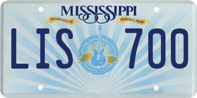 MS license plate LIS700