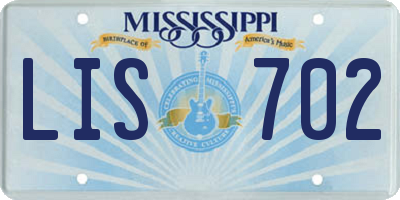 MS license plate LIS702