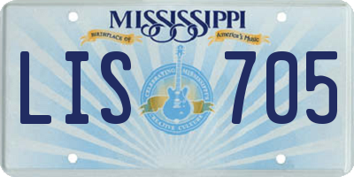 MS license plate LIS705