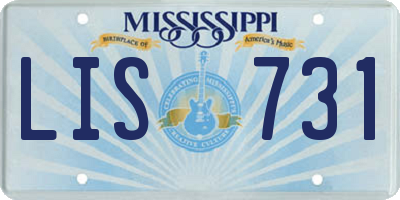 MS license plate LIS731