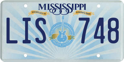 MS license plate LIS748