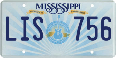 MS license plate LIS756