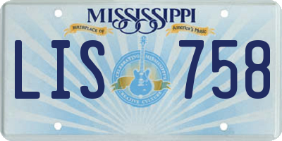 MS license plate LIS758