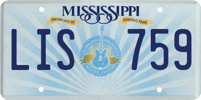 MS license plate LIS759