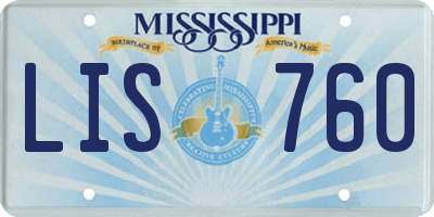 MS license plate LIS760