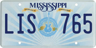 MS license plate LIS765