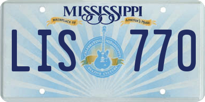MS license plate LIS770