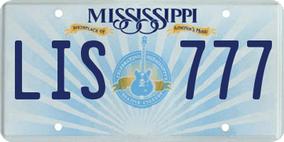 MS license plate LIS777