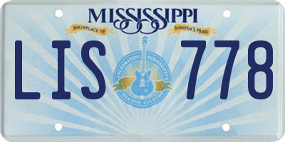 MS license plate LIS778