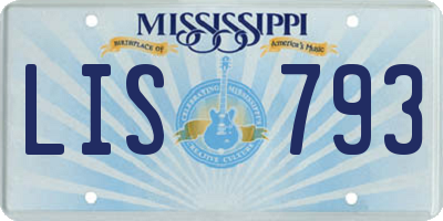 MS license plate LIS793