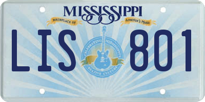 MS license plate LIS801
