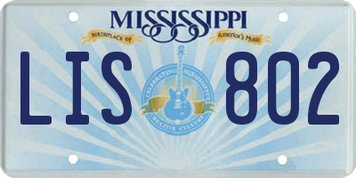 MS license plate LIS802