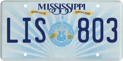MS license plate LIS803