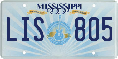MS license plate LIS805