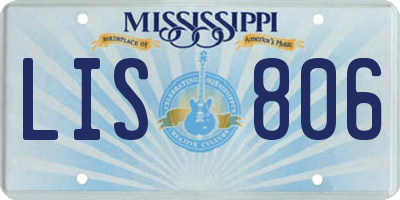 MS license plate LIS806