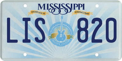 MS license plate LIS820