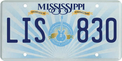 MS license plate LIS830