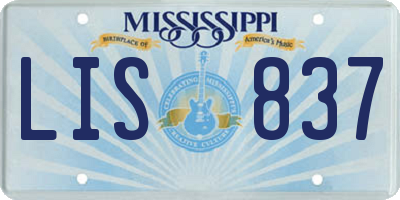 MS license plate LIS837