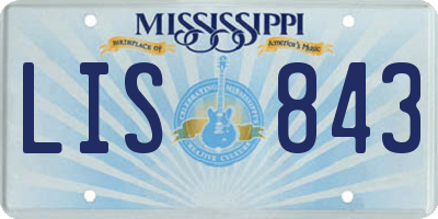 MS license plate LIS843