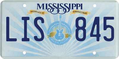 MS license plate LIS845