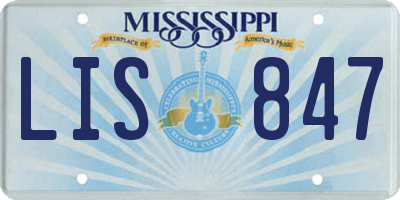 MS license plate LIS847