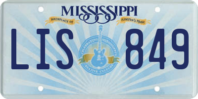 MS license plate LIS849
