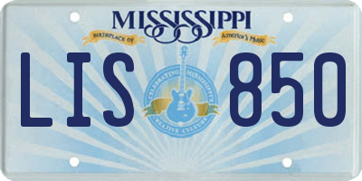 MS license plate LIS850