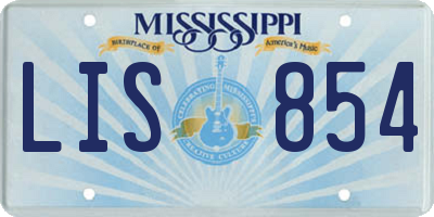 MS license plate LIS854