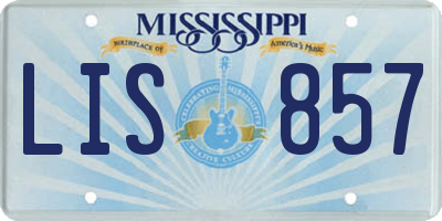 MS license plate LIS857