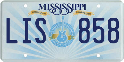 MS license plate LIS858