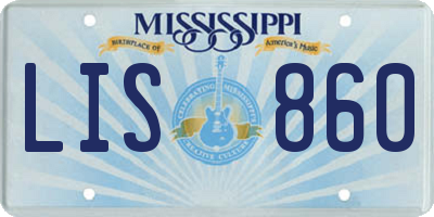MS license plate LIS860