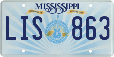 MS license plate LIS863