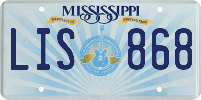 MS license plate LIS868