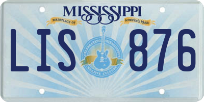 MS license plate LIS876