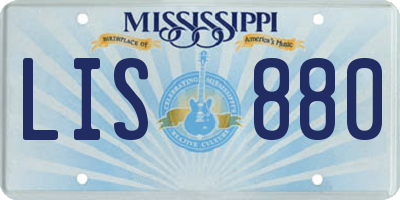 MS license plate LIS880