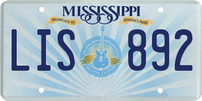 MS license plate LIS892