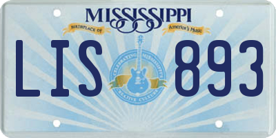 MS license plate LIS893