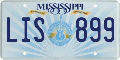 MS license plate LIS899