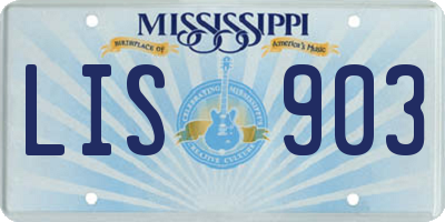 MS license plate LIS903