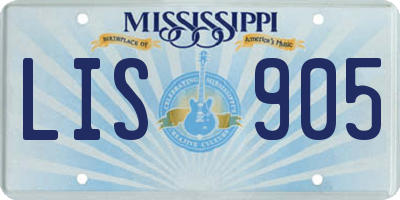 MS license plate LIS905