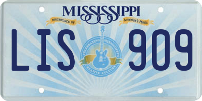 MS license plate LIS909