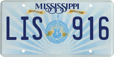 MS license plate LIS916