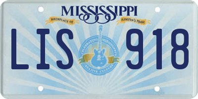 MS license plate LIS918
