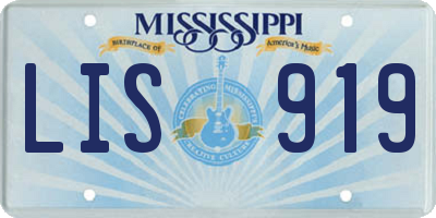 MS license plate LIS919