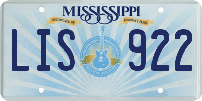 MS license plate LIS922
